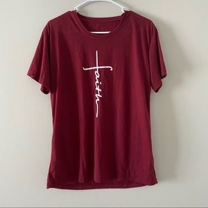 Faith Tee Shirt Wine Red